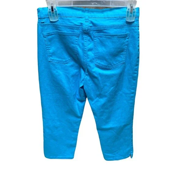 Chaps  5-Pocket Stretch Denim Capri Casual Pant - Bright Electric Blue Size 8 - Picture 2 of 7